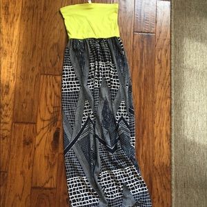 Maxi strapless dress, green and navy, size small